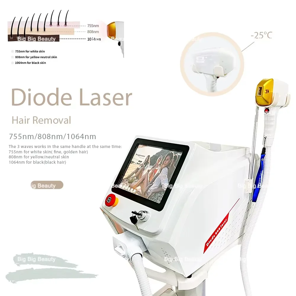 Máquina Portátil de Depilación Láser de Diodo IPL de 4 Ondas 760/808/940/1064nm, Equipo de Depilación Corporal con Tecnología de Hielo de Titanio para Depilación Permanente
