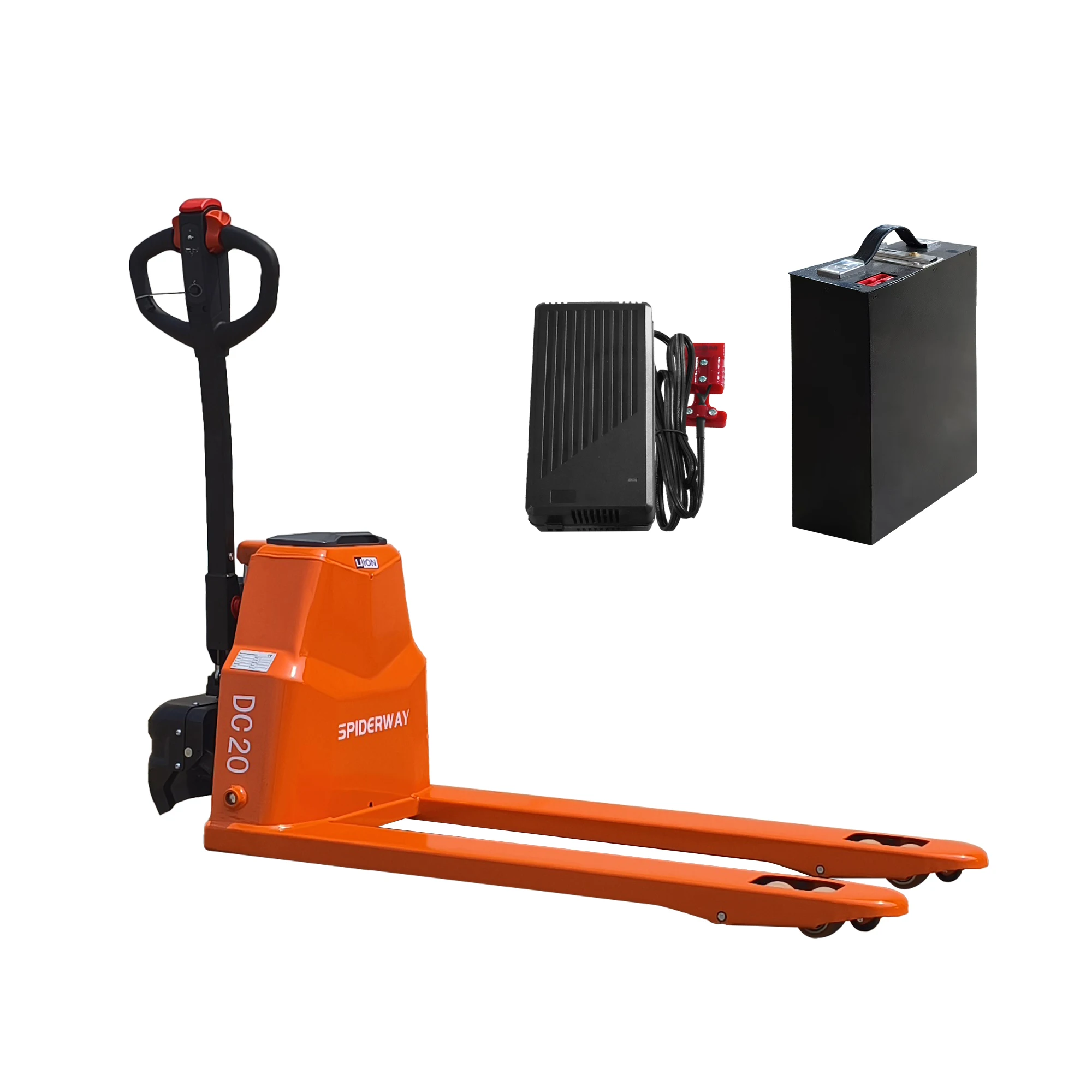 شاحنة نقالة كهربائية كاملة 4400 رطل تعمل بالليثيوم واللون مقاس 48 بوصة طول × 27 بوصة عرض حجم الشوكة للتخزين الداخلي شحن مجاني أمريكي