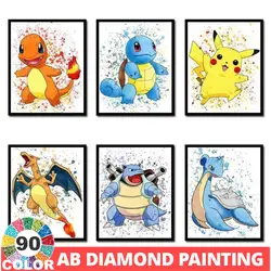 AB 90 colori pittura diamante velluto Anime Cartoon Pokemon Bulbasaur Charmander Squirtle Art Picture Home Decor regalo per bambini