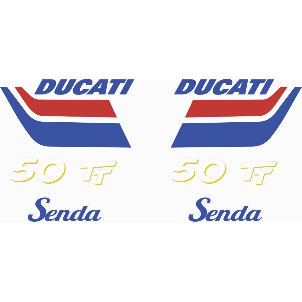 DUCATI Senda 50 TT BLUE / RED Classic Motorbike compatible stickers  Set