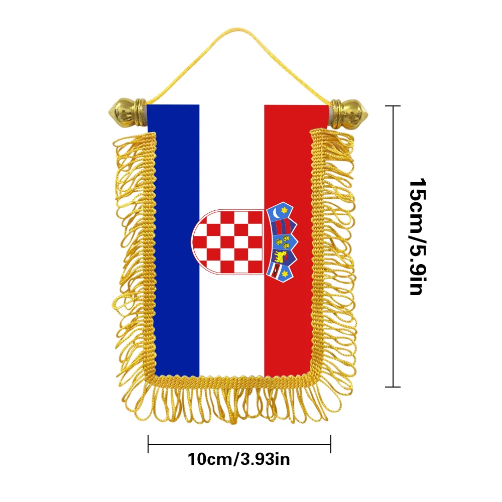 Croatia small hanging flag 10x15cm triangular flag car decoration hanging flag double-sided pattern with suction cup
