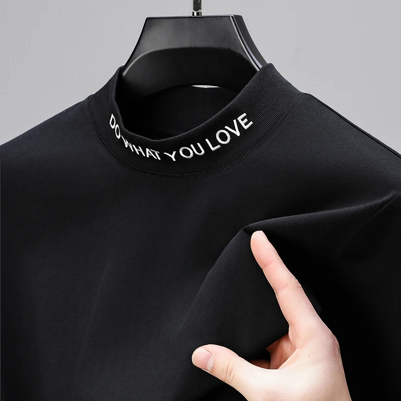 Quality Luxury Men's T-Shirt 2024 Spring Summer New O-Neck Letter Embroid Long Sleeve British Street Fashion Casual Men's Wear