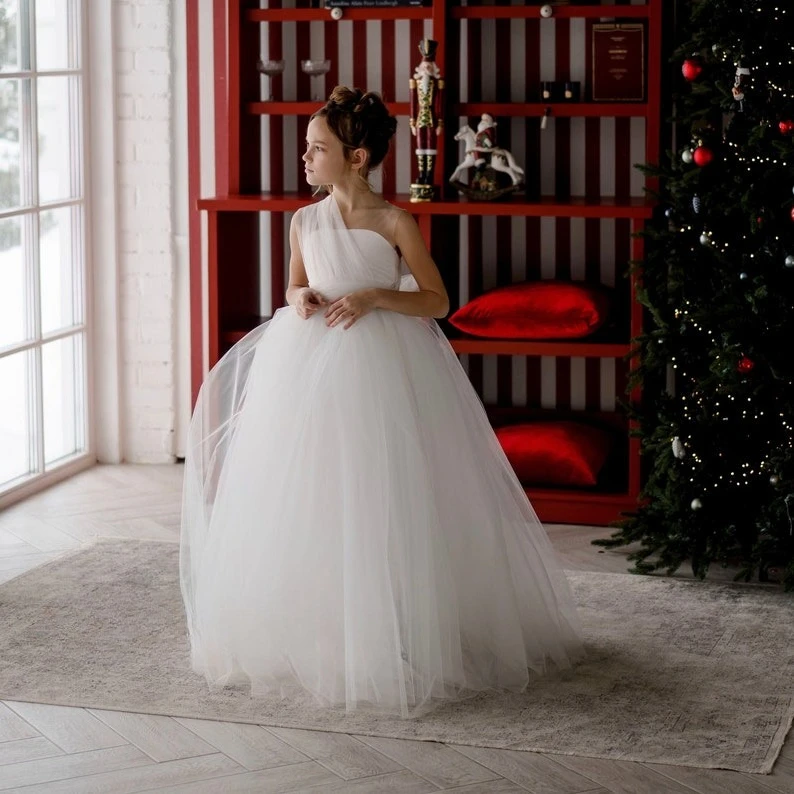 Rustic Flower Girl Dress Tulle Tutu Toddler Princess Girl Wedding Dress Baby Tutu Birthday Dress Pageant Dresses for Girls