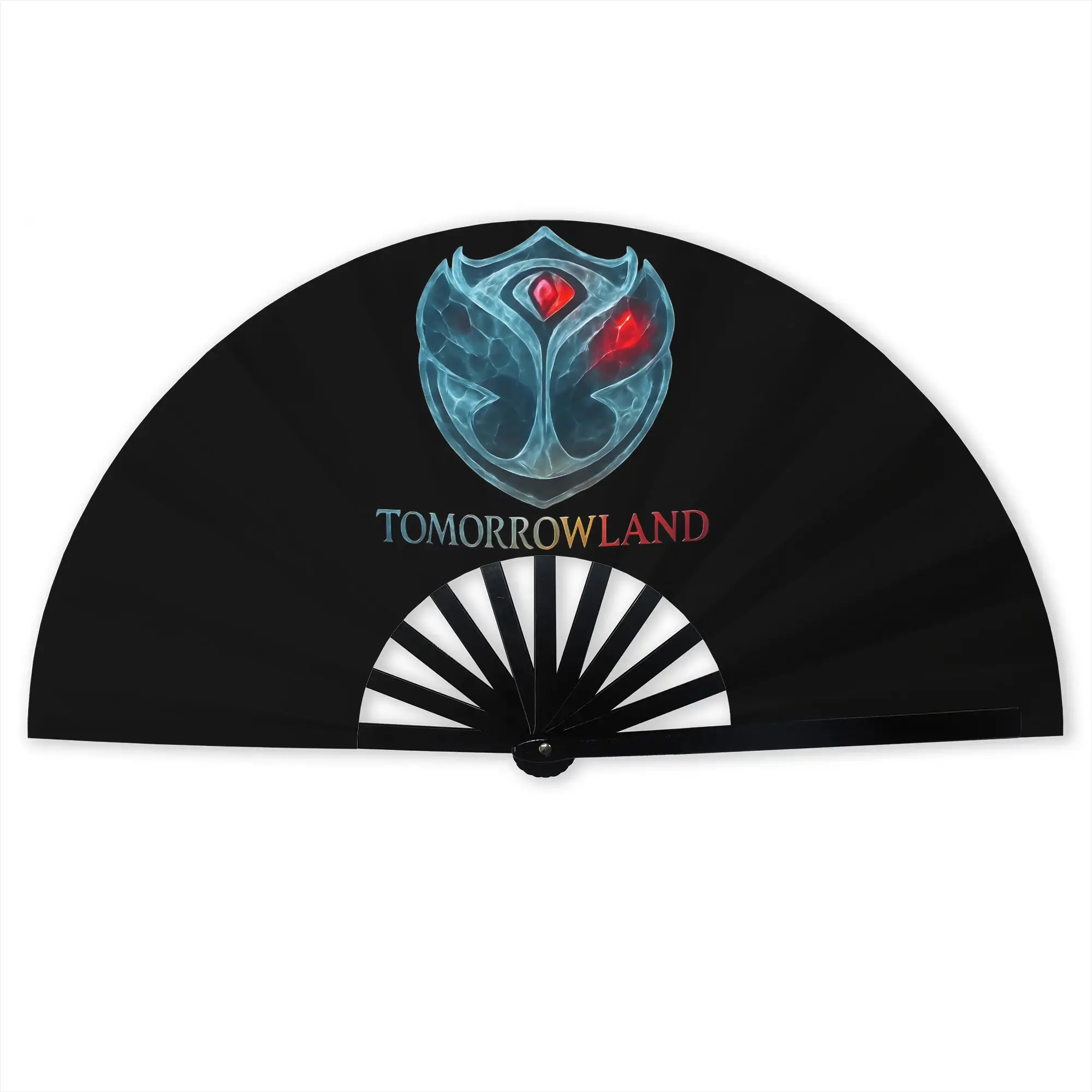 T-Tomorrowland EDM Graphic Folding Hand Fan  Polyester Fabric Fan Funny Summer Accessory Decorative Fans