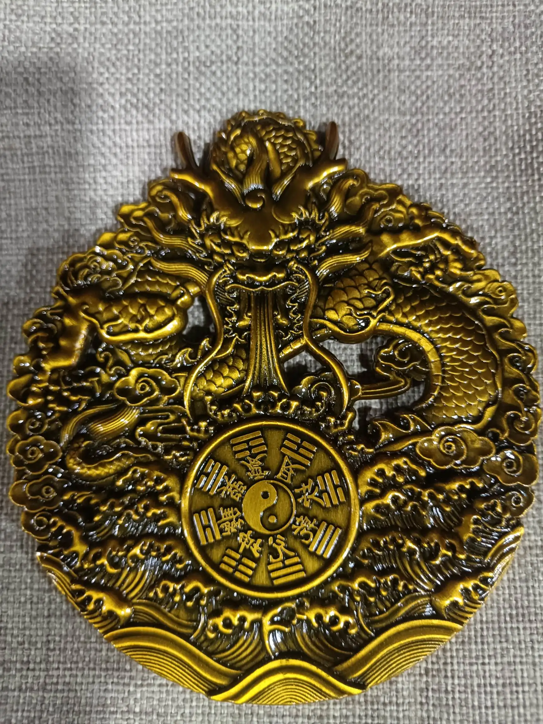 Brass carved dragon water-absorbing eight diagrams mirror home Feng Shui ornaments