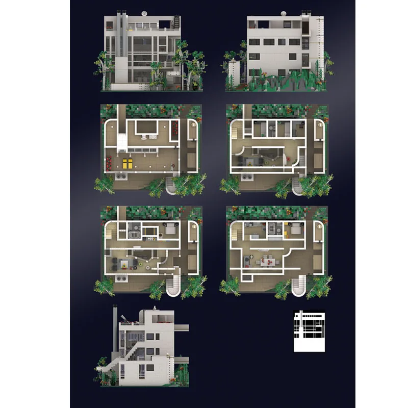 

MOC-94307 Douglas House of Richard Meier City Street View Assembly Brick Model 5283 Parts Children's Birthday Toy Custom Gift