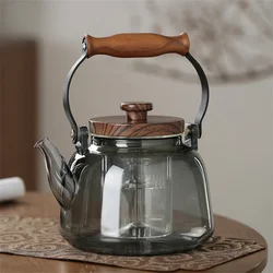 High Borosilicate Glass Teapot with Tea Strainer Infuser Flower Puer Kungfu Tea Set Kettle Household Lifting Beam Heated Kettle