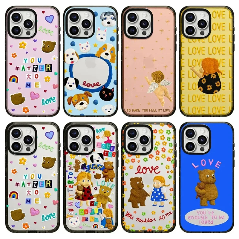 

Cute Bear Puppy 2.0 Acrylic Black Border Magnetic Phone Case Cover for IPhone 12 13 14 15 16 Pro Max Case