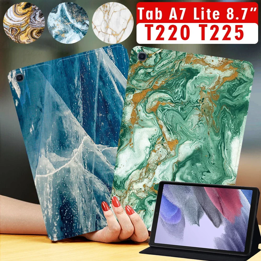 

Case for Samsung Galaxy Tab A7 Lite 8.7" T220 T225 Marble Pattern Pu Leather Protective Tablet Cover for Tab A7 Lite 8.7"