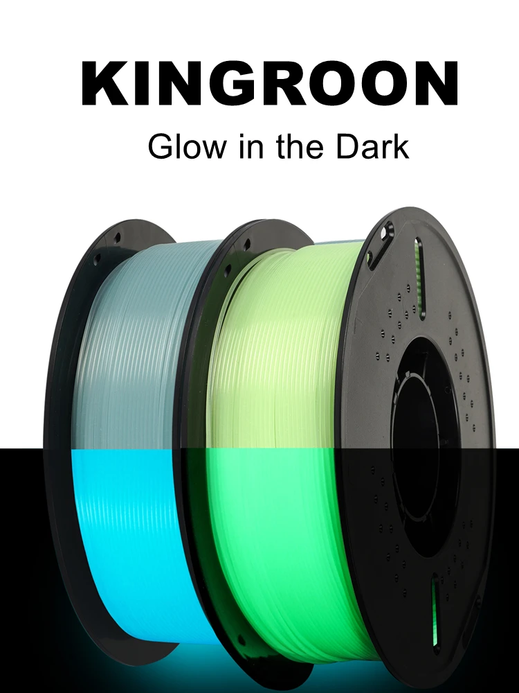 KINGROON Glow PLA Filament 1,75mm 1kg 2kg, grün-blaues, im Dunkeln leuchtendes 3D-Drucker-Filament, leuchtendes Farbwechsel-PLA-Plastik, am besten geeignet für UV-Lampen, passend für die meisten FDM-3D-Drucker, 1KG Spule (2,2Lbs), dieses Filament absorbiert Licht und gibt ein wunderschönes Licht ab. – Detail 1