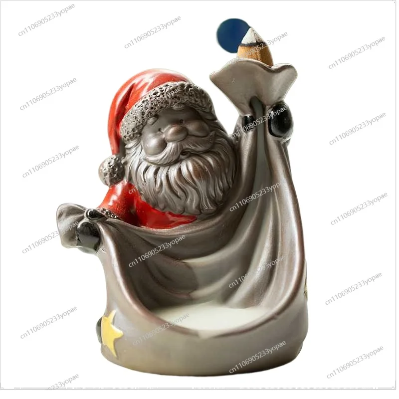 

Christmas Backflow Incense Burner Creative Santa Claus Ceramic Ornament Aromatherapy Burner Home Interior Decoration