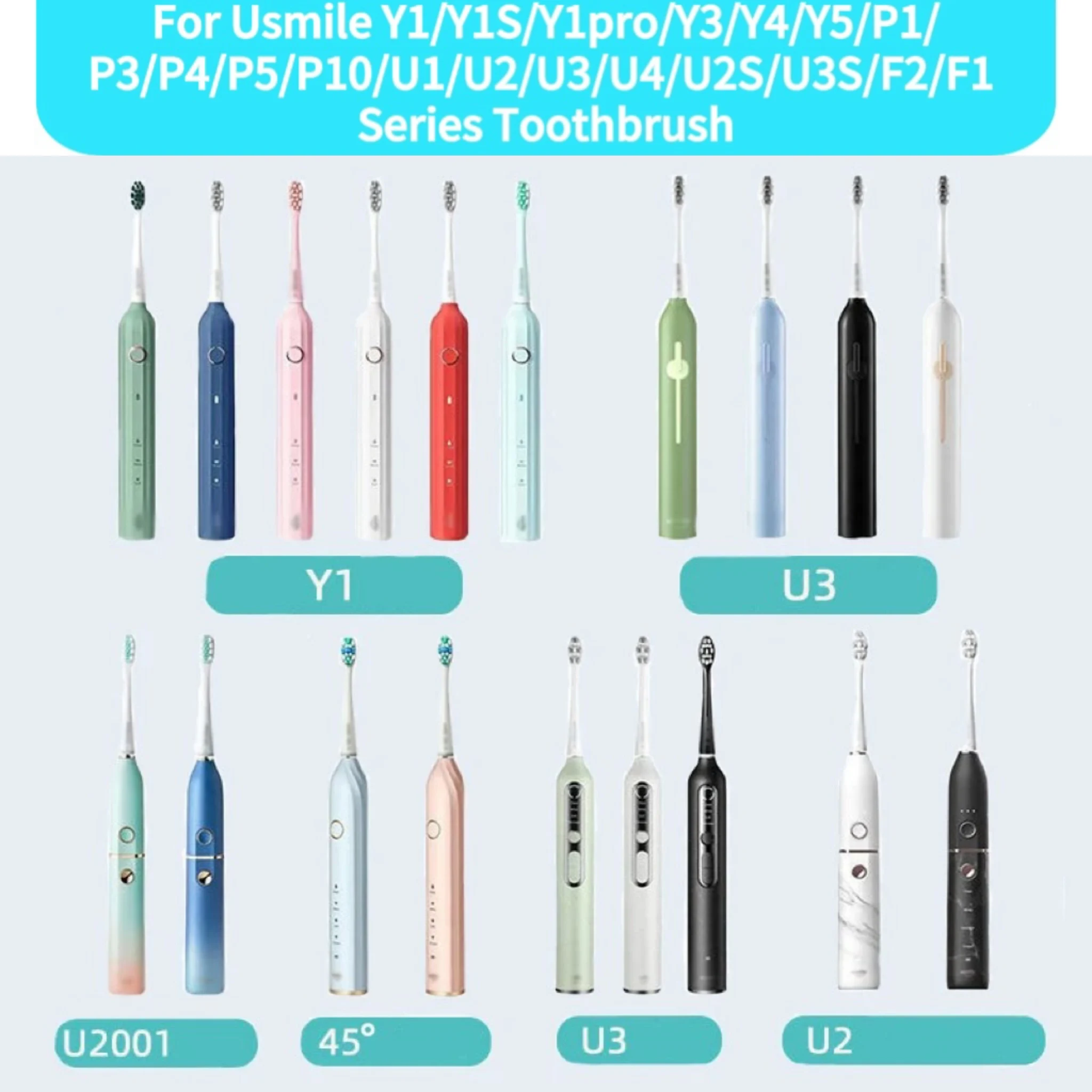 10PCS Replacement Toothbrush Heads for Usmile Y1/Y1S/Y1pro/Y3/Y4/Y5/P1/P3/P4/P5/P10​/U1/U2/U3/U4/U2S/U3S/F2/F1 Series Toothbrush