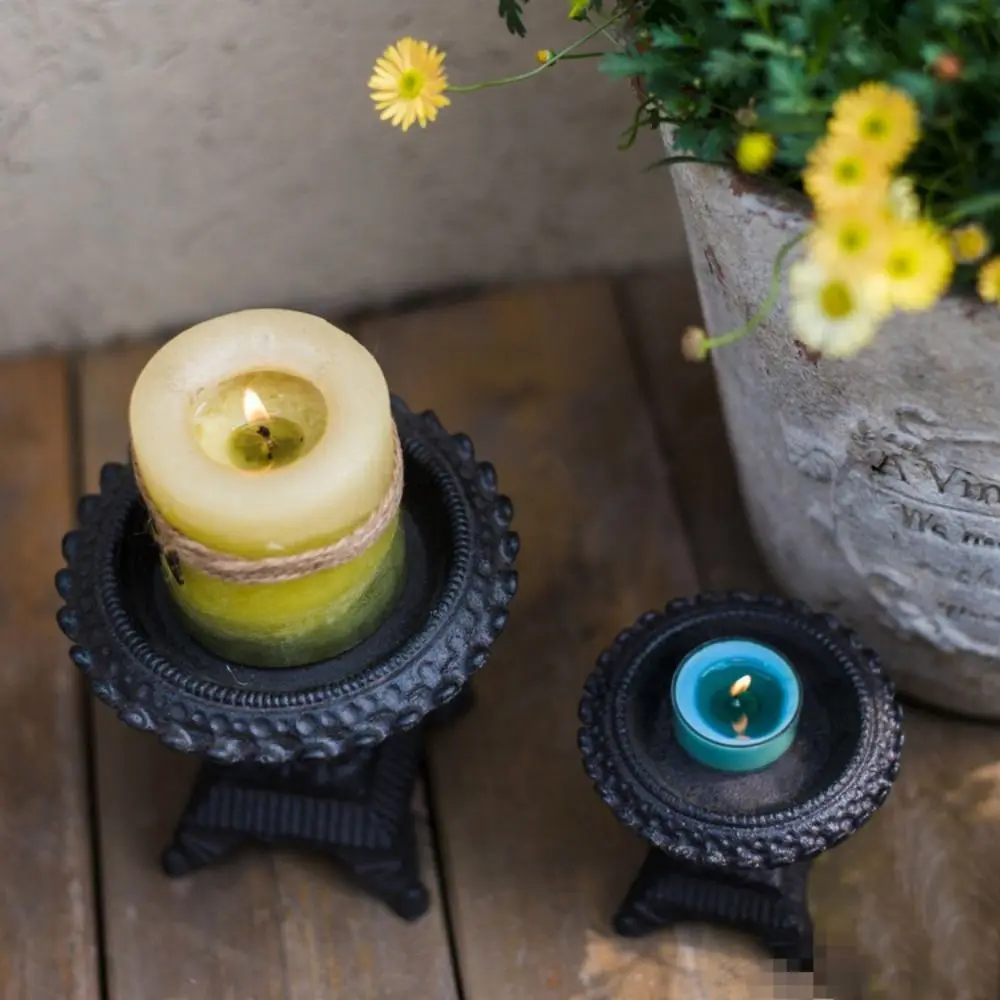 

American Style Iron High Foot Candlestick Minimalist Art Candle Holder Retro Aromatherapy Candle Stand Atmosphere