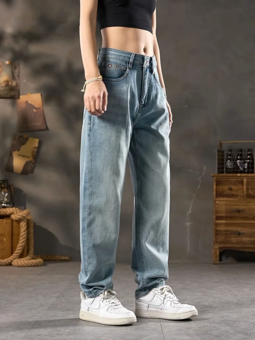 

Retro Washed Denim Jeans Men's Casual Fashion Slim Straight Loose Fit Spring Summer New Style Comfortable Breathable Cotton E...