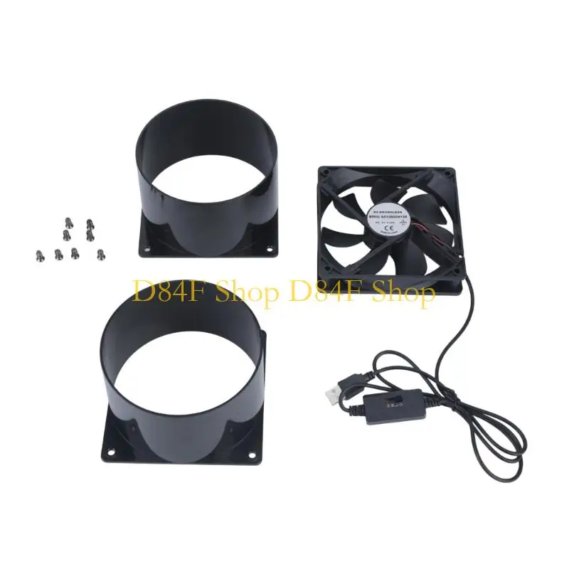 D84F USB Duct Exhaust Fan with 3 Speed Mode, Small Exhaust Fan for Kitchen Bathroom 3D Printer Odor Control and Air Exchange