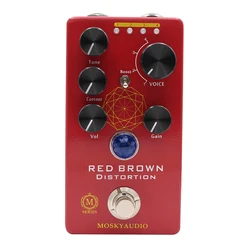 MOSKYaudio RED BROWN Distortion Guitar Bass Effect Pedal Distortion and Four Models With True Bypass