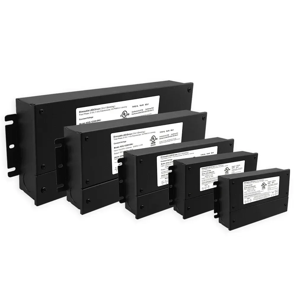UL Approved 150W Dimmable LED Driver 100-277VAC Input 12/24/36/48V DC Output