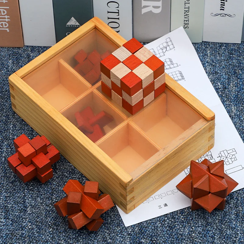 Wooden Luban Lock Puzzle Box Brain Teaser IQ Test Toys Educational Mind Games For Children And Adults Rompecabezas Madera