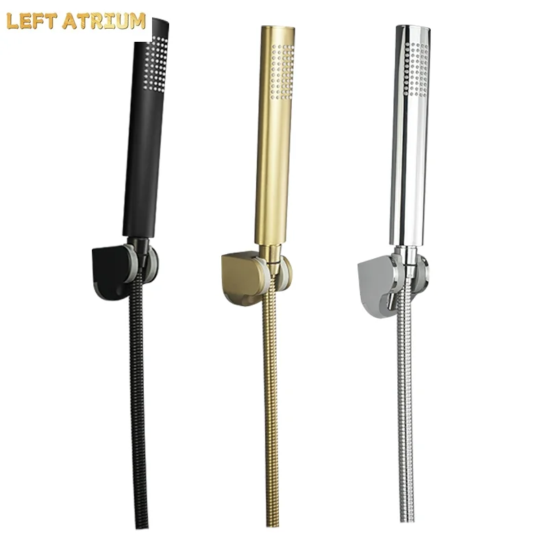 Brass Chrome-Plated Brushed Gold Matte Black Hand Shower 1.5m Hose Bright Surface Thickened Oval Design Hand Shower