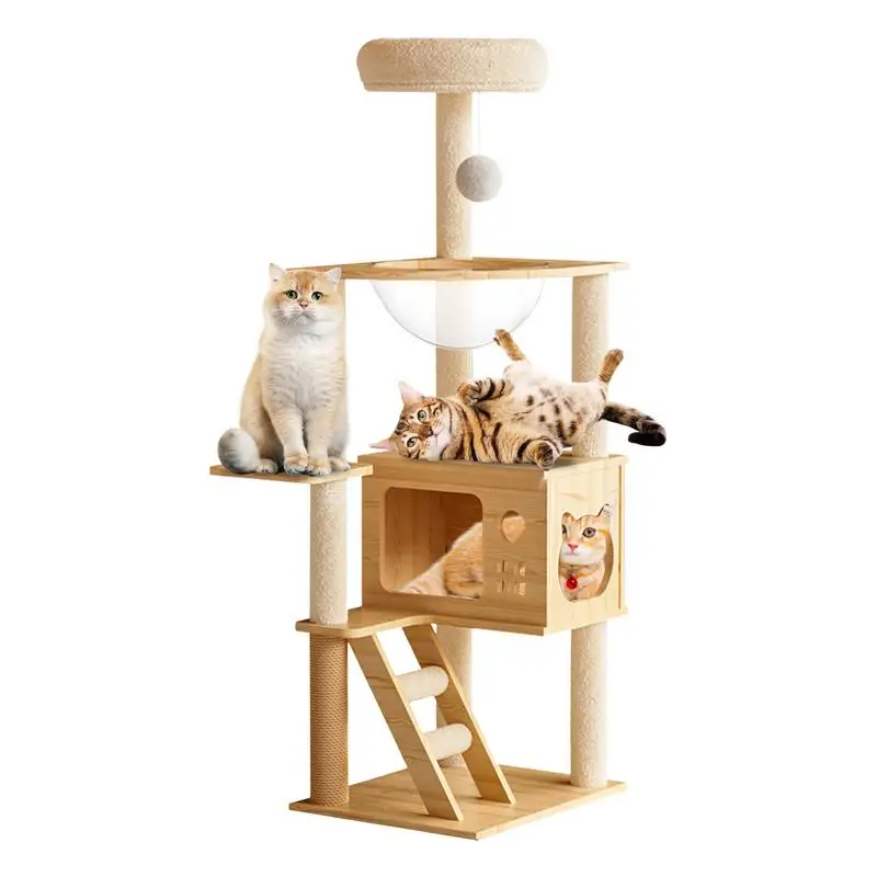 

Cat Scratcher Tower Top Perch Cat Climbing Tower With Clear Hammock 51 Inch Cat Tree Cat Scratch Toy Indoor Pet Supplies