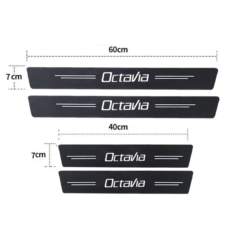 Luminous Car Door Sill Protector Sticker Rear Trunk Bumper Strip Threshold Anti-scratches for Skoda OCTAVIA Logo Auto Decoration