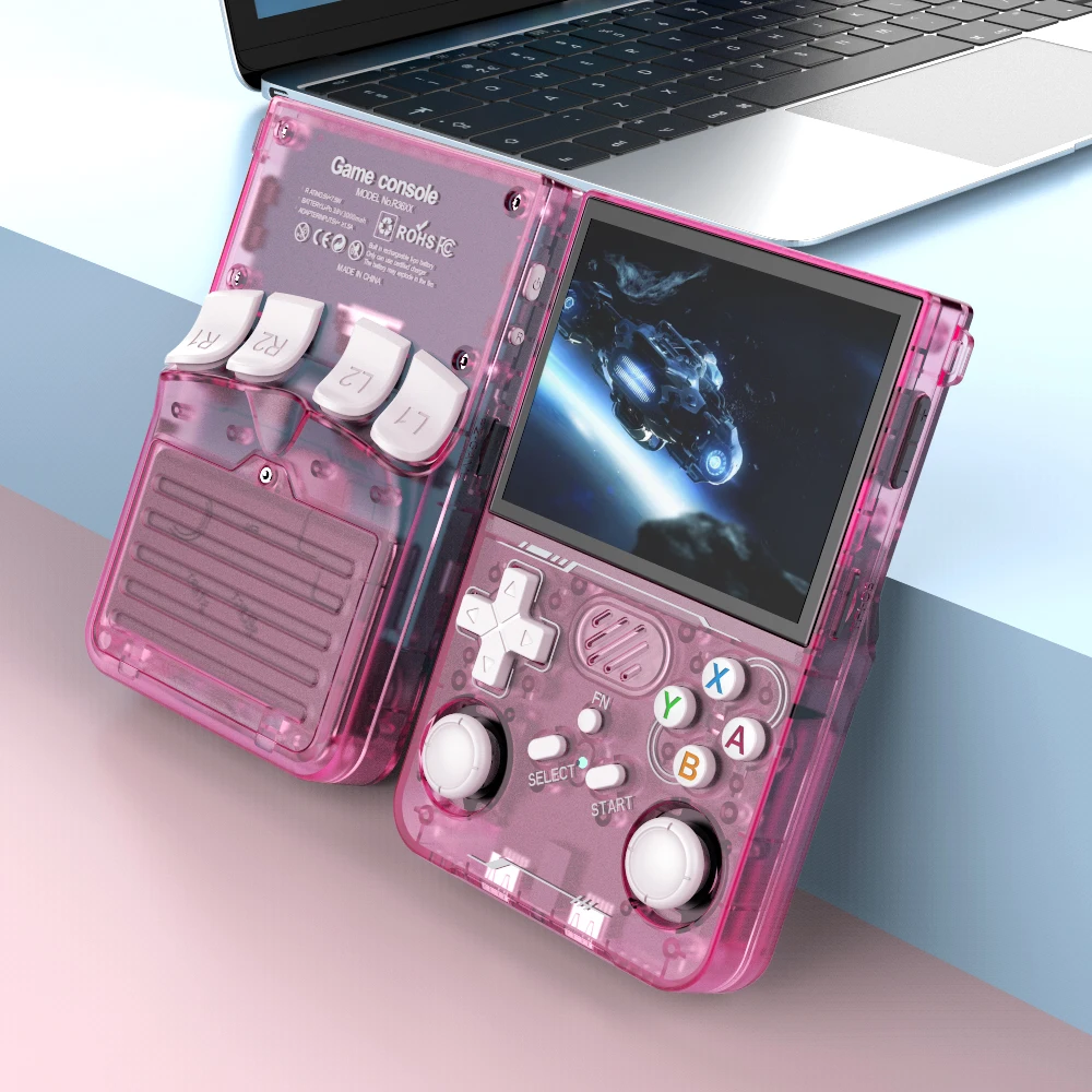 100 % ArKOS R36XX Retro-Handheld-Spielekonsole, Linux-System, 3,5-Zoll-IPS-Bildschirm, 64/128 GB/256 GB, Game-Player, aktualisierte Version, Schwarz