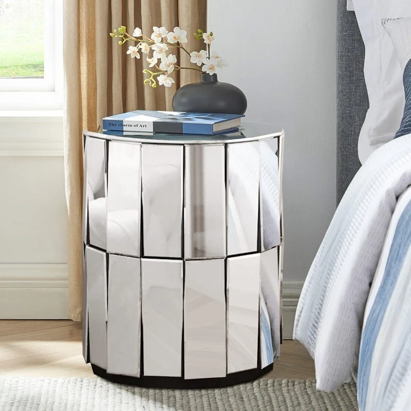 Glass edge table, living room, small coffee table, modern mirror furniture