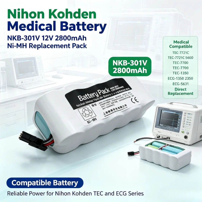 NKB-301V 12V 2800mAh Ni-MH Battery For Nihon Kohden TEC-7721C 5600 7700 ECG-1350 2350 5631