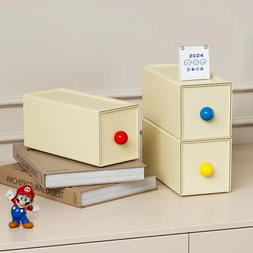 Large Capacity Desk Organizer Box Dust-proof Stackable Drawer Style Storage Box Plastic Space Saving Stationery Storage Rack