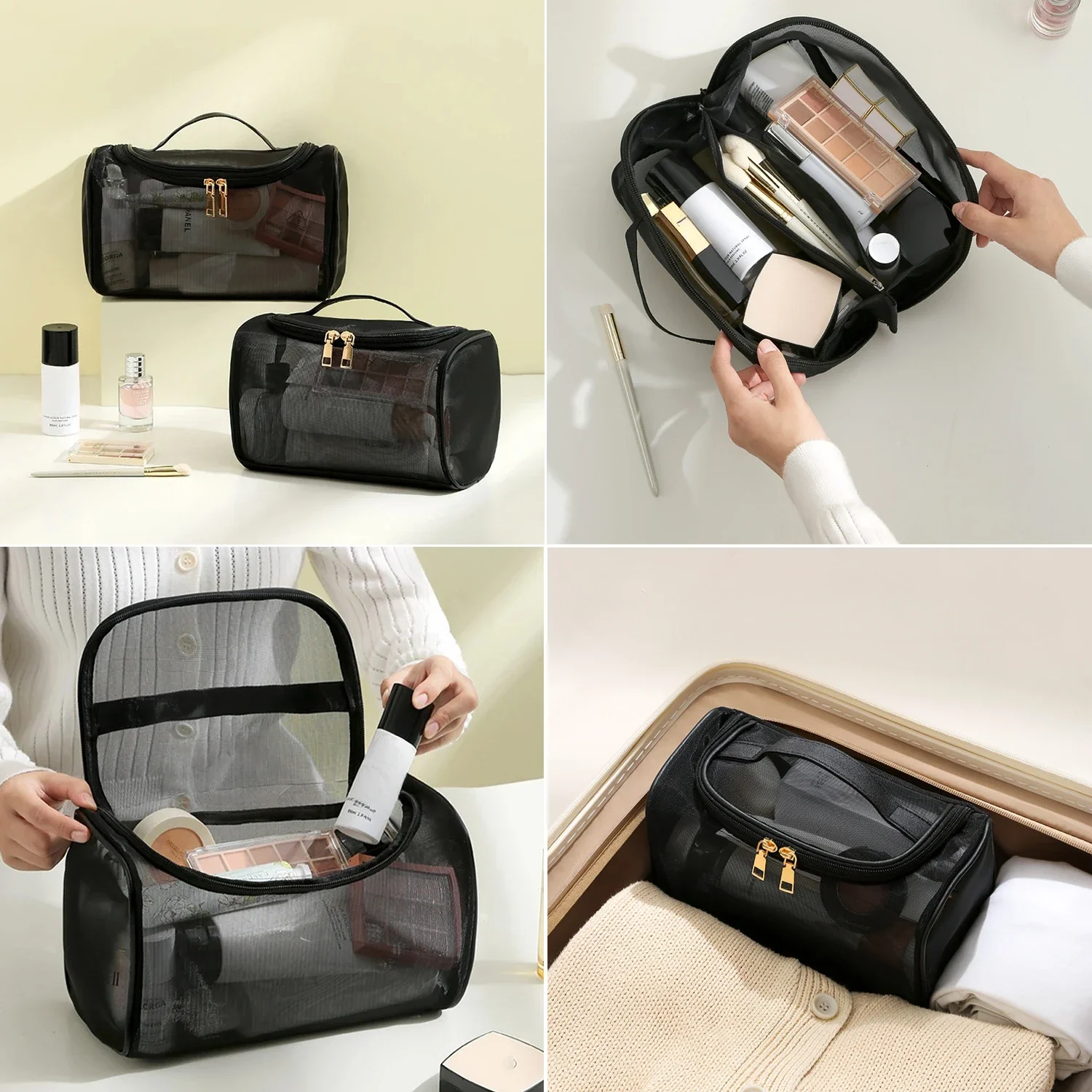 

1 PC Travel Transparent Makeup Bag Large Capacity Skincare Toiletry Handbag for Women Travel Portable Transparent Wash Pouch