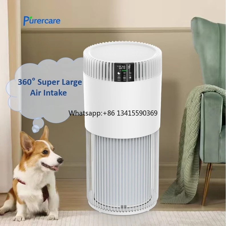 

New Generation Large Air Intake Air Purifier Washable Pre-filter HEPA Tuya WiFi Room Pet Air Purifier for Dog Cat