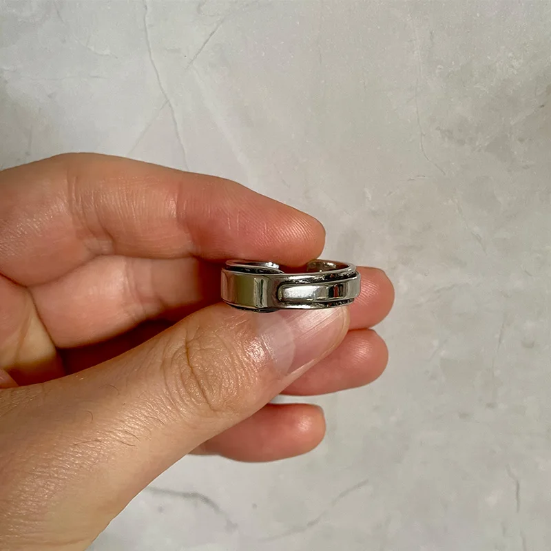 Retro Overlapping Bridges Ring For Men Silver Color Punk Gothic Open Ring Handmade Designer Jewelry Unisex Accessoriess Gift