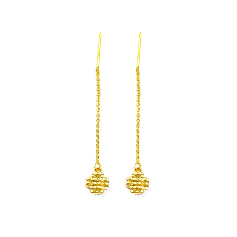 9999 real gold 24K yellow gold Four-leaf earring earring clover earring