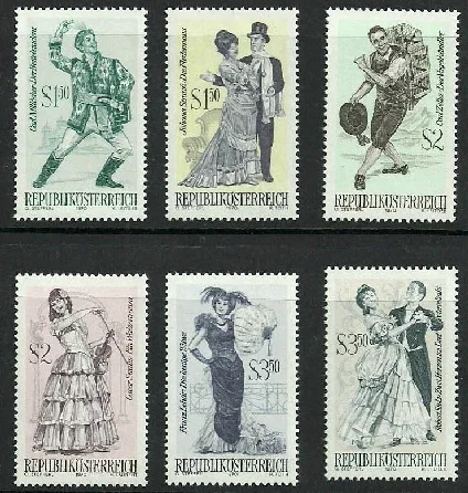 6Pcs/Set New Austria Post Stamp 1970 Light Opera Bat Waltz Dream Dance Sculpture Stamps MNH