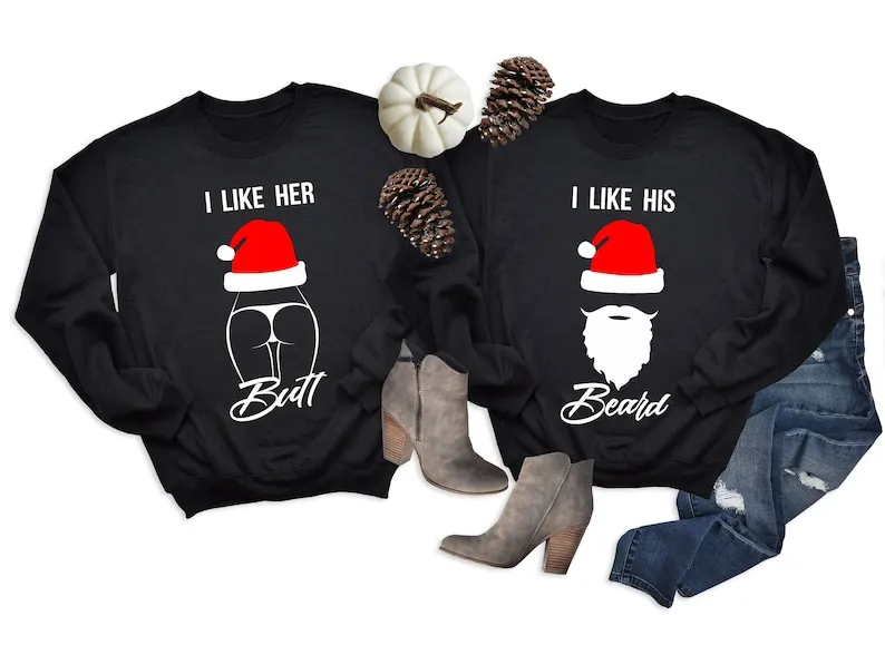 크리스마스 커플 스웨터, 겨울 스웨트셔츠, 메리 크리스마스 풀오버, 커플 매칭, 크리스마스 점퍼, 크루넥 남성 여성