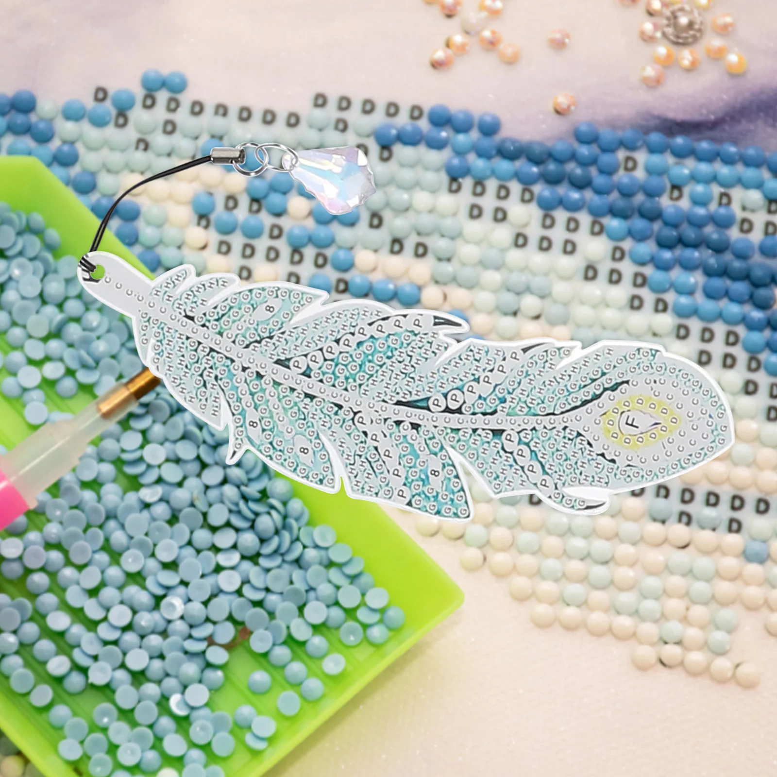

1Set DIY Diamonds Art Bookmark Plume Design Acrylic Craft Kit for Book Lovers Unique Reading Decoration Gift Art Bookmarks
