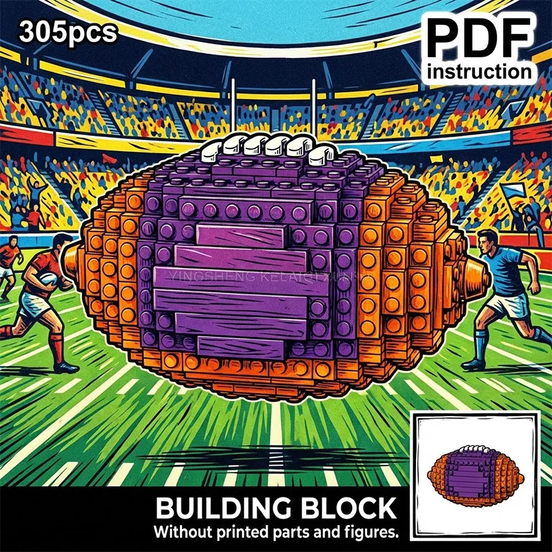 

DIY Sports Game Ball Construction Set Rugby Athlete Team Fan Gift Building Bricks Toy