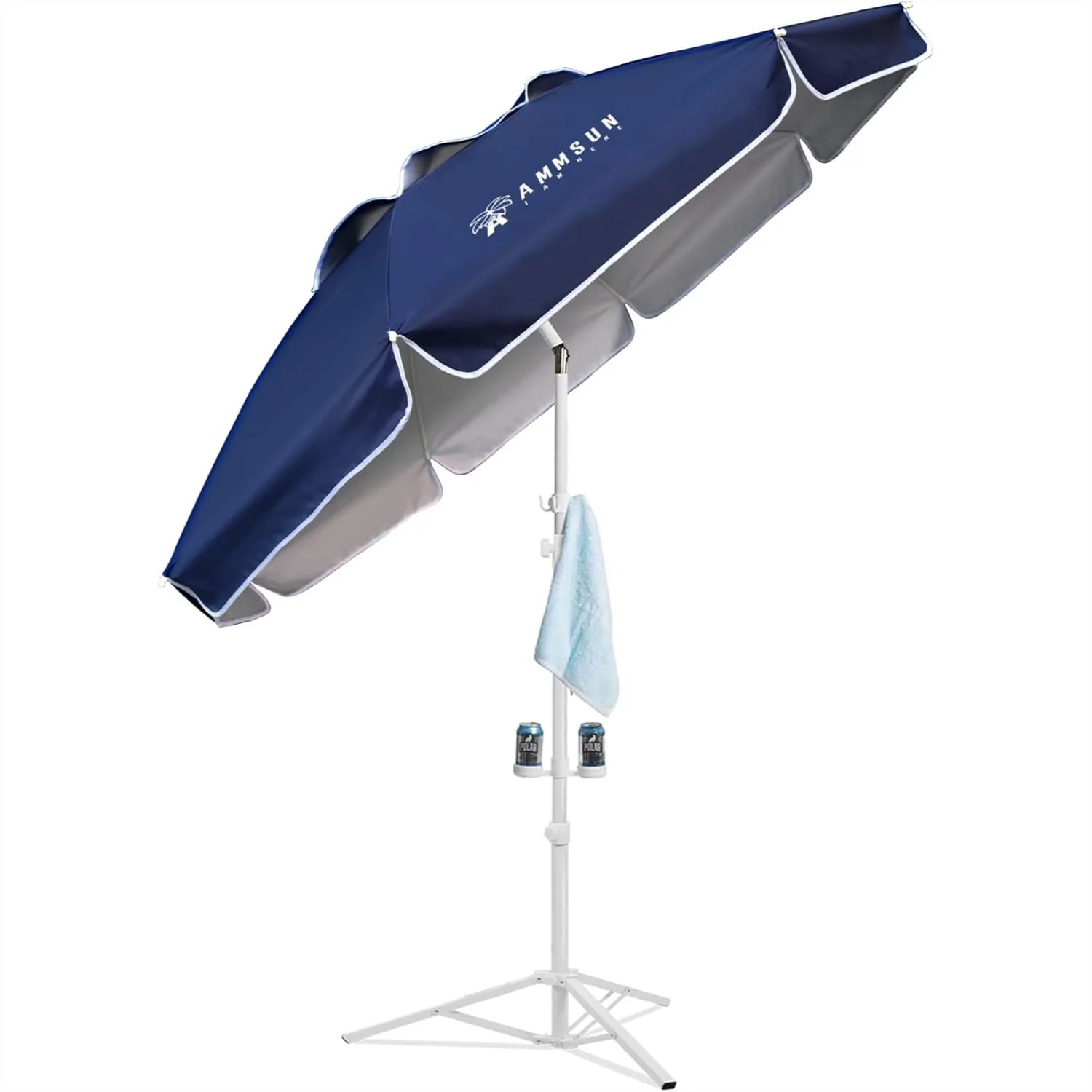 

6.5ft Portable Umbrella with Stand, Adjustable Sun Shade for Sporting Games, Easy Carry Navy Blue