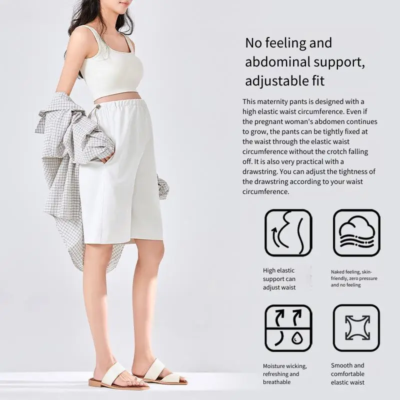 Pregnant Women's Shorts Outer Wear Loose Summer New All-match Belly-supporting Shorts Casual plus size Breathless Maternity Wear