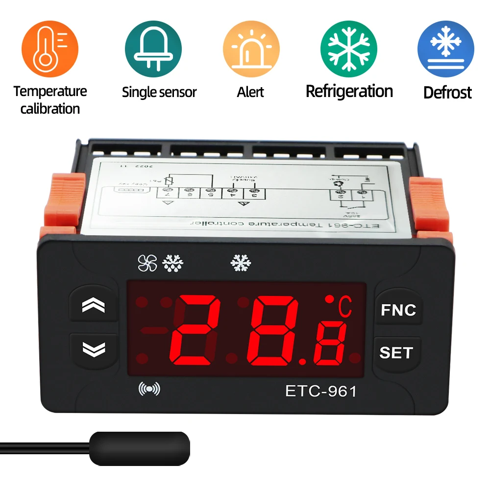 ETC-961 Mini Temperature Controller Microcomputer Thermostats Digital Thermostat Refrigeration Alarm 220V NTC Sensor 40% off