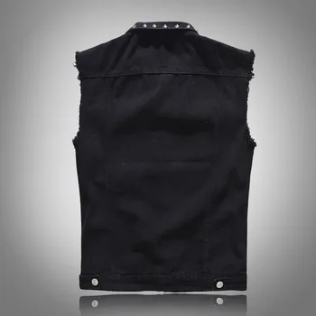 2026 Spring Fashion Men Rivet Denim Vest Punk Party Studded Slim Fit Jean Jacket Male Sleeveless Waistcoat for Men Plus Size 6XL 2