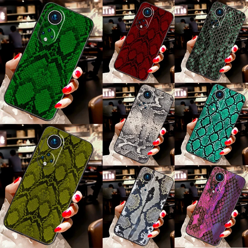 Python Snake Skin For Huawei P30 Pro P20 P40 P Smart Nova 9 5T Case For Honor 70 50 X8 X9a Magic 5 Lite Cover