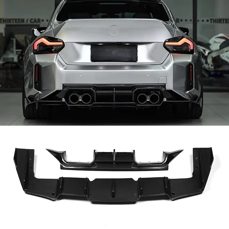 

TRV2 Style 2-piece rear diffuser Dry Carbon Fiber Rear Bumper Lip Side Splitters for M2 G87 2023 Rear Lip Winglets