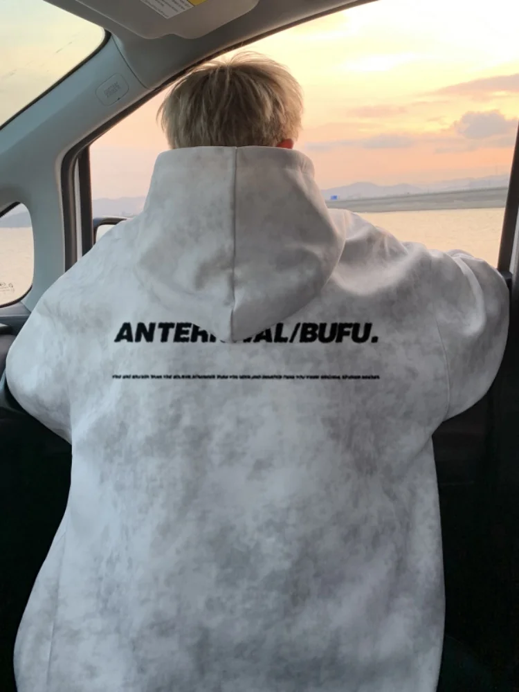 

Heavyweight Tie-Dye Hoodie Men's Spring Autumn Oversize American Sle Lazy Chic Jaet Loose Fit Long Sve Printed Casual