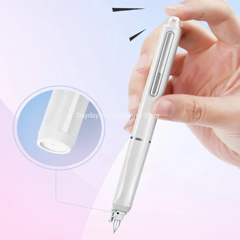 Sealed Press Fountain Pen Automatic Press Student Writing Hard Pen Calligraphy 0.5mm Replaceable Cartridge Ink Interesting Gift