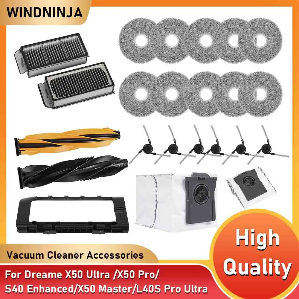 Filter Mopp Tuch Staubbeutel Hauptseitenbürste für Dreame X50 Ultra/ L50 Pro Ultra/X50 Master/S40 Enhanced/X50 Pro/L40s Pro Ultra