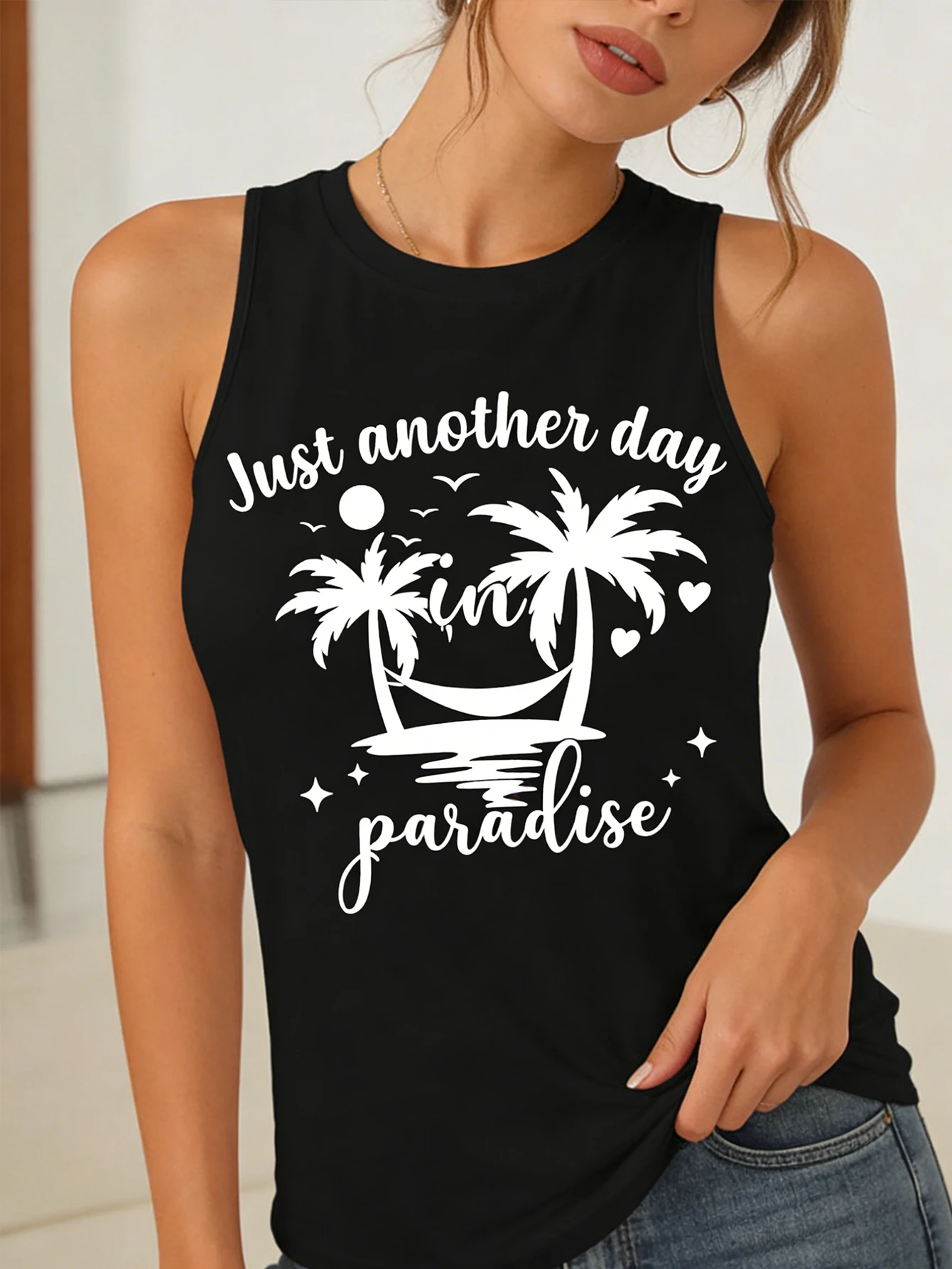 Modisches, lässiges Tanktop mit Island-Print für Damen, ärmelloses Sport-Tanktop, Sportbekleidung für Damen, vielseitig und bequem