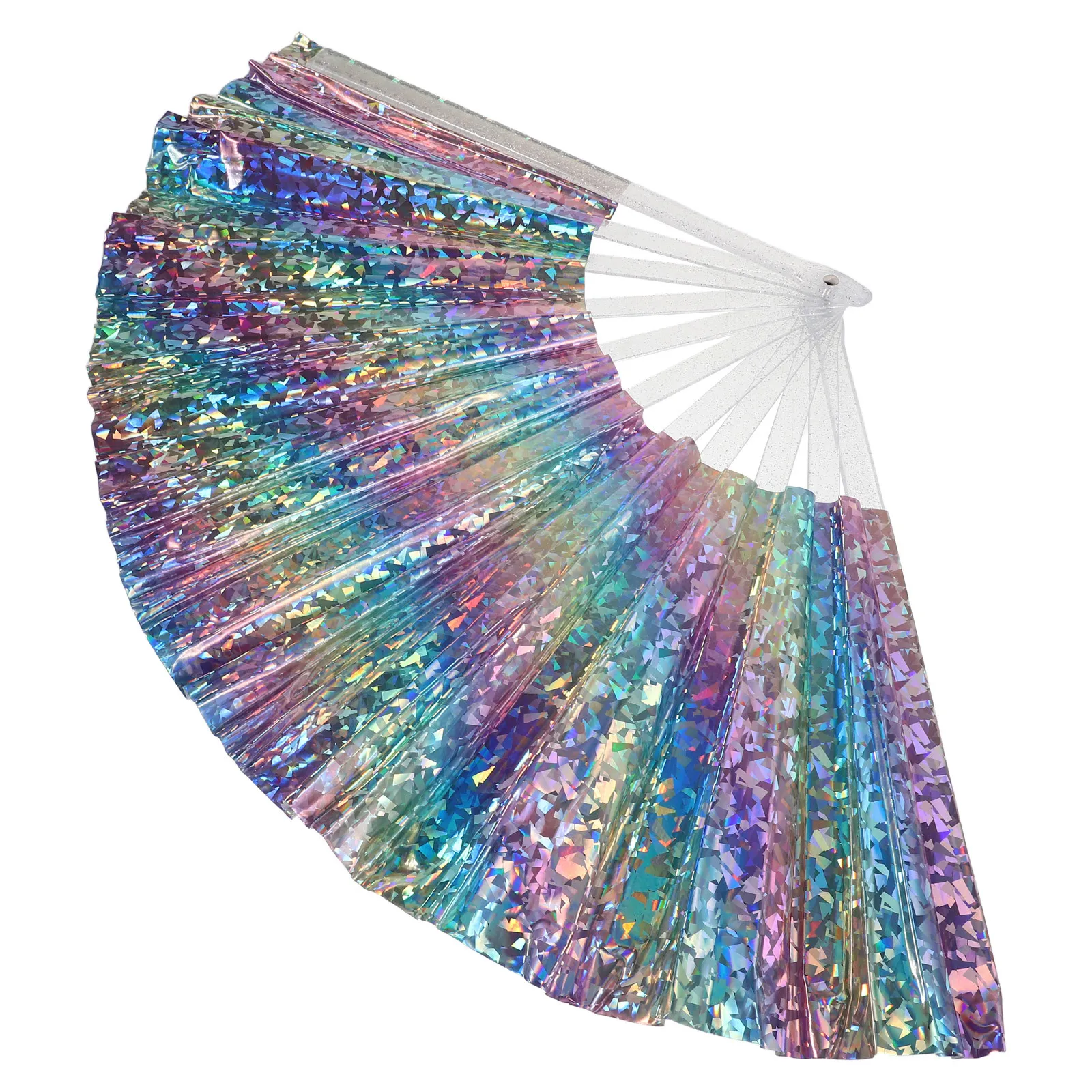 

Laser Folding Fan: Reflective Handheld Rave Fan For Concert Party Dance Club, Portable Pvc Kungfu Fan For