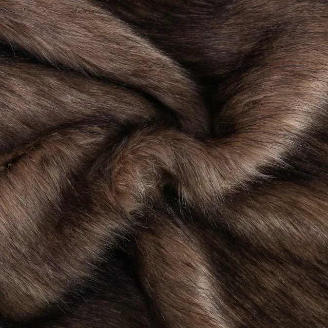 Cosplay plush fabric,Beige bottom dyed black tip faux fur fabric,felt cloth,