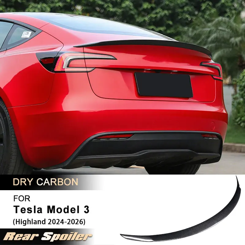 Car Rear Trunk Spoiler Wings for Tesla Model 3 Highland Sedan 2024-2026 Racing Rear Spoiler Boot Wing Lip Prepreg Dry Carbon